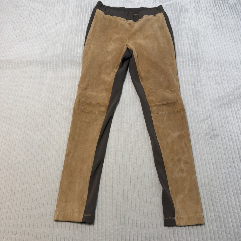 Lafayette 148 New York Suede Leather Front Leggings Medium